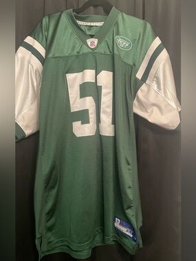 Reebok Green & White NFL New York Jet Jersey Jonathan Vilma #51